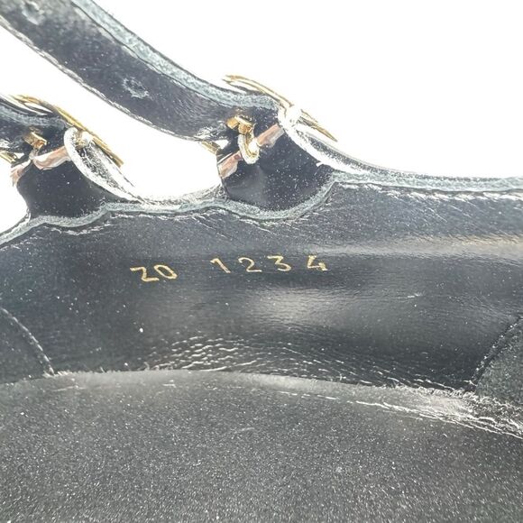 NEW Celine Tess Babies Perforated Triomphe Black Patent Platform Heels Size 7.5 - Picture 11 of 16